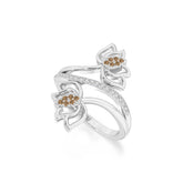natural citrine lotus blossom rings in sterling silver